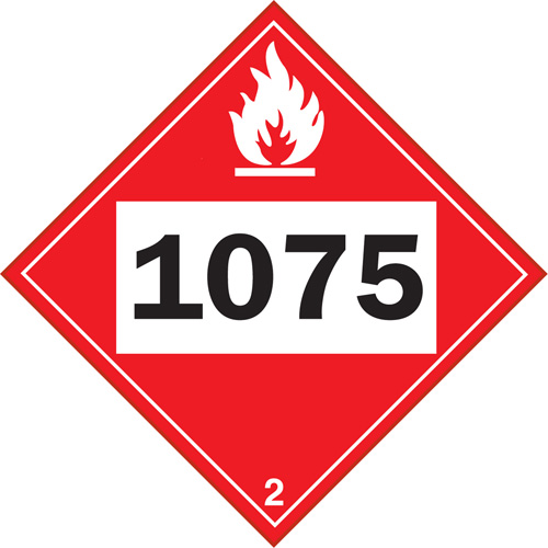 1075 Liquefied Petroleum Flammable Gas TDG Placard, Plastic Duraquip Inc