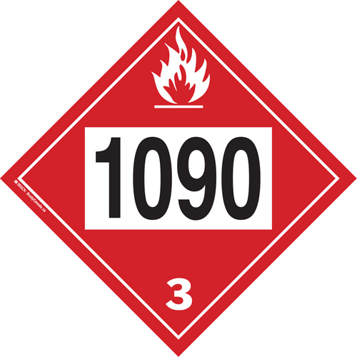 1090 Acetone Flammable Liquid TDG Placard, Plastic Duraquip Inc