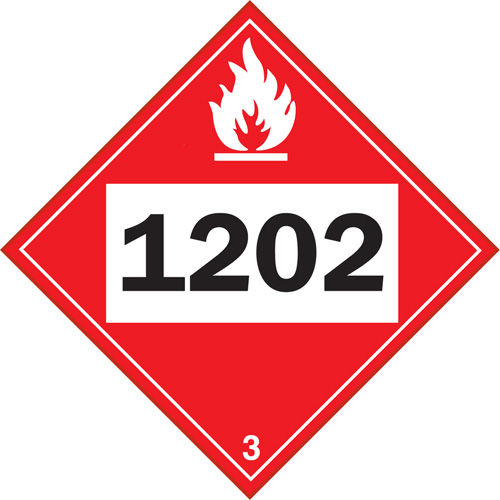 1202 Fuel Oil Flammable Liquid TDG Placard, Adhesive Vinyl Duraquip Inc