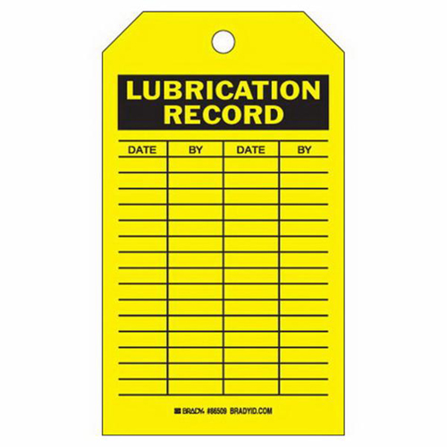 &eacute;tiquettes registres de lubrifications, Polyester, 4" la x 7" h, Anglais Duraquip Inc