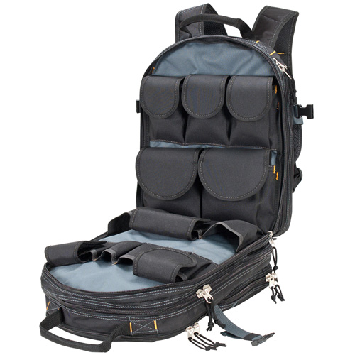Sacs &agrave; dos pour outils &agrave; 75 pochettes, 13" lo x 17-1/2" la, Noir, Nylon Duraquip Inc