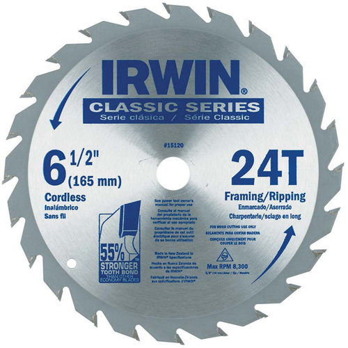 Lames de scie pour entrepreneur - Lames de scie de s&eacute;rie classique, 6-1/2", 24 dents, Pour Bois Duraquip Inc