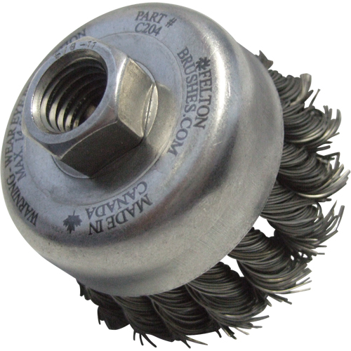 Knotted Wire Wheel Cup Brushes, 5" Dia. x 5/8"-11 Arbor Duraquip Inc