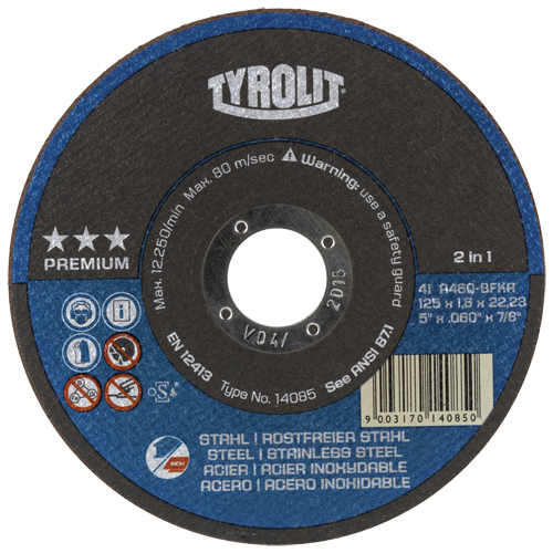 Meules &agrave; tronçonner 2-en-1 Thincut de premi&egrave;re qualit&eacute;, 4-1/2" x 1/16", Arbre de 7/8", Type 1, Oxyde d'aluminium, 13 300 Tr/min Duraquip Inc