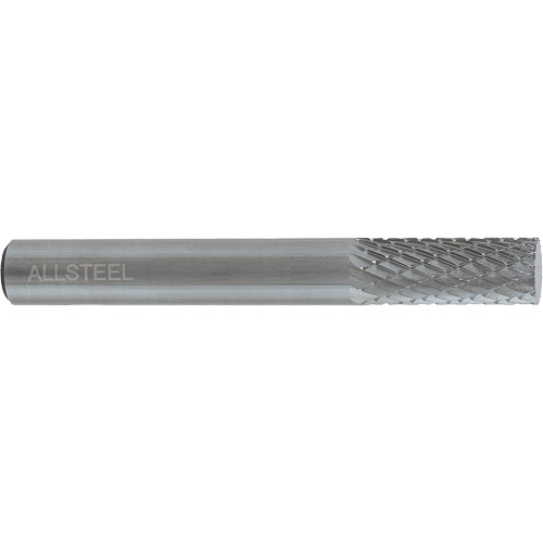 AllSteel Cylindrical Shape Carbide Burr, SA-5, 1/2" Dia., 1/4" Shank, 1" Depth of Cut Duraquip Inc