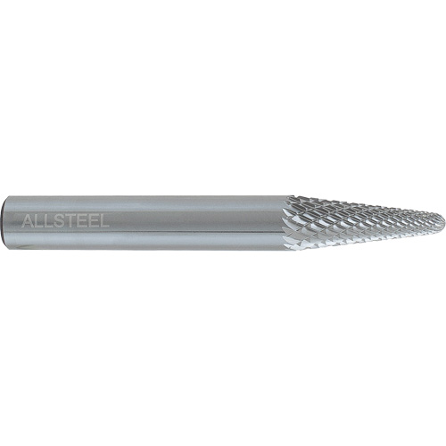 AllSteel Cone Shape Carbide Burr, SL-4, 1/2" Dia., 1/4" Shank, 1-1/8" Depth of Cut Duraquip Inc