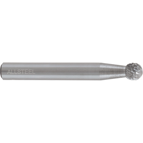 AllSteel Ball Shape Carbide Burr, SD-1, 1/4" Dia., 1/4" Shank, 7/32" Depth of Cut Duraquip Inc