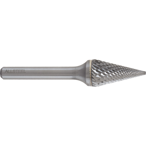 AllSteel Conical Shape Carbide Burr, SM-5, 1/2" Dia., 1/4" Shank, 7/8" Depth of Cut Duraquip Inc