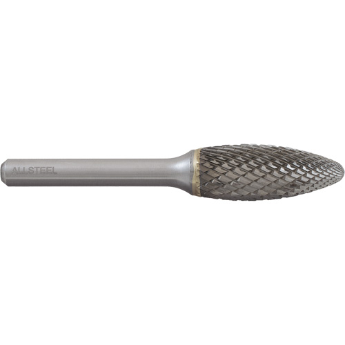 AllSteel Flame Shape Carbide Burr, SH-5, 1/2" Dia., 1/4" Shank, 1-1/4" Depth of Cut Duraquip Inc