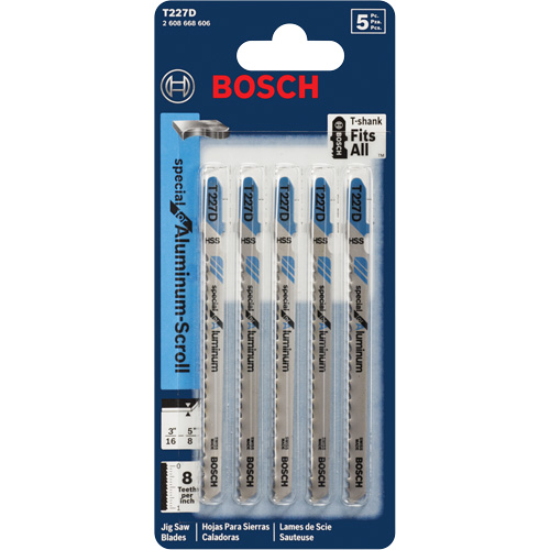 Jigsaw Blades, High Speed Steel, T-Shank, 4" L, 8 TPI Duraquip Inc