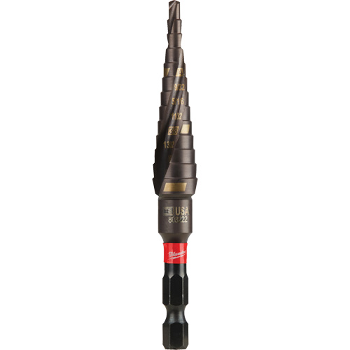 #1 Shockwave Impact Duty Step Drill Bit, 1/2" - 1-1/8" , 1/32" Increments, Titanium Duraquip Inc
