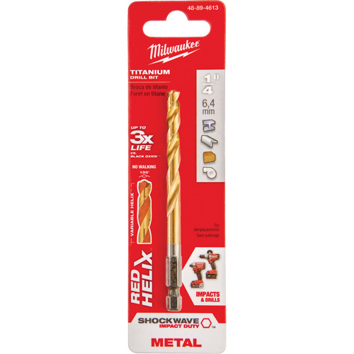 Foret Shockwave, 1/4", Titane, Cannelure 2-15/32", Pointe de 135° Duraquip Inc