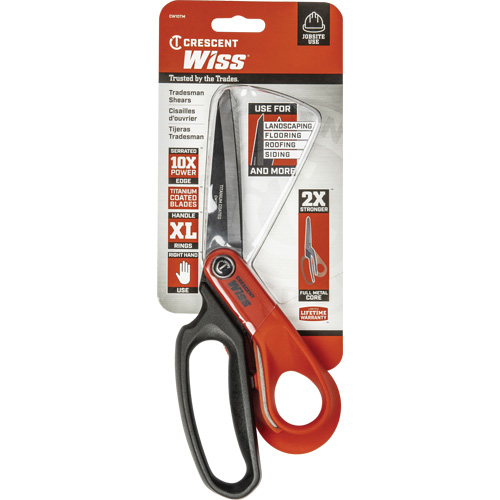 Cisailles robustes &agrave; rev&ecirc;tement en titane pour ouvriers professionnels, 10", Poign&eacute;e Anneaux Duraquip Inc