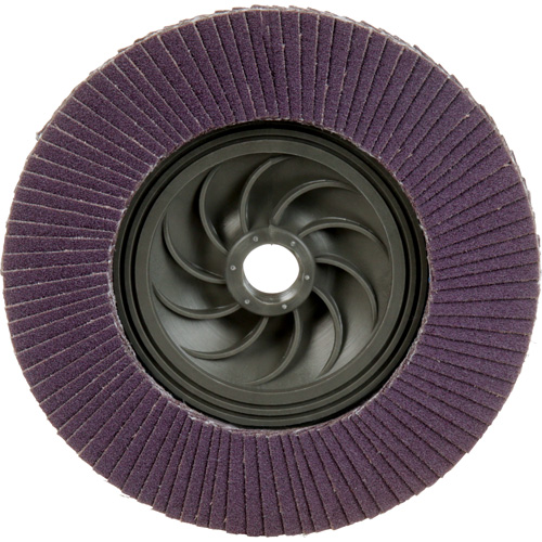 Disque &agrave; lamelles &agrave; changement rapide 769F, 5" x 5/8"-11, Type 27, Grain 120+, C&eacute;ramique Duraquip Inc