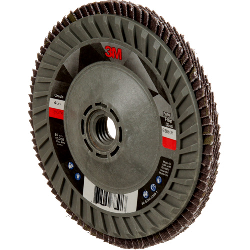 Disque &agrave; lamelles &agrave; changement rapide 769F, 5" x 5/8"-11, Type 29, Grain 40+, C&eacute;ramique Duraquip Inc