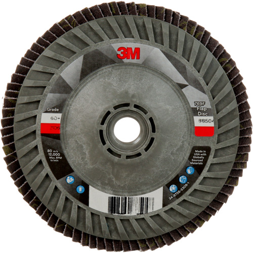 Disque &agrave; lamelles &agrave; changement rapide 769F, 5" x 5/8"-11, Type 27, Grain 60+, C&eacute;ramique Duraquip Inc