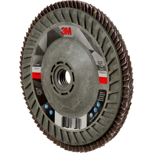 Disque &agrave; lamelles &agrave; changement rapide 769F, 5" x 5/8"-11, Type 29, Grain 60+, C&eacute;ramique Duraquip Inc