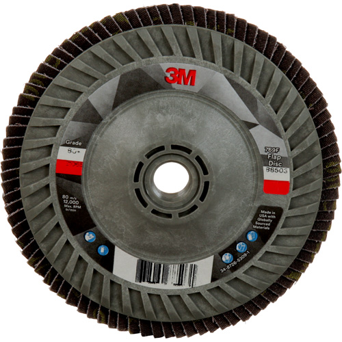 Disque &agrave; lamelles &agrave; changement rapide 769F, 5" x 5/8"-11, Type 27, Grain 80+, C&eacute;ramique Duraquip Inc