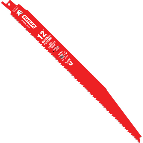 Lame de scie alternative tout usage, Bim&eacute;tal, 8-14 Dents par pouce, 12" lo x 1" la Duraquip Inc