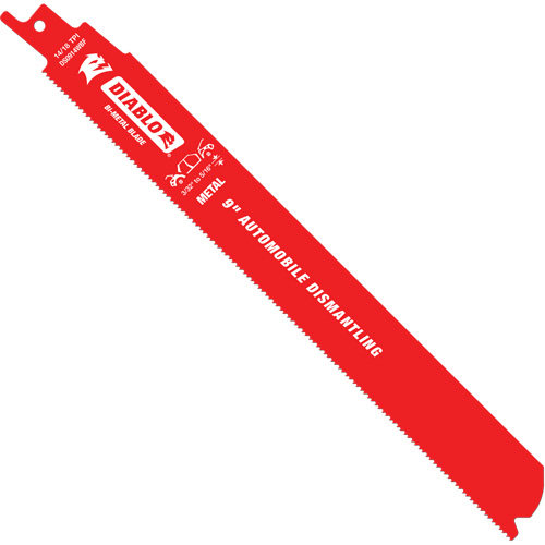 Reciprocating Blade for Auto Dismantling, Bi-Metal, 10-14 TPI, 9" L x 1" W Duraquip Inc
