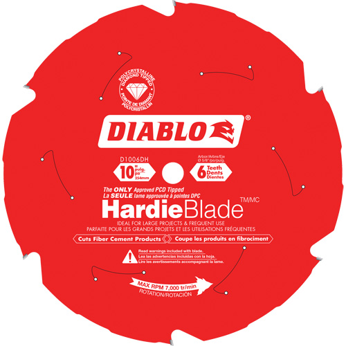 HardieBlade Cutting Saw Blade, 10", 6 Teeth, Fibre Cement Use Duraquip Inc