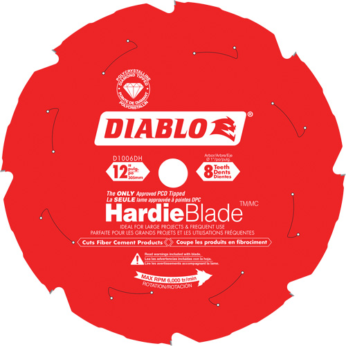 HardieBlade Cutting Saw Blade, 12", 8 Teeth, Fibre Cement Use Duraquip Inc