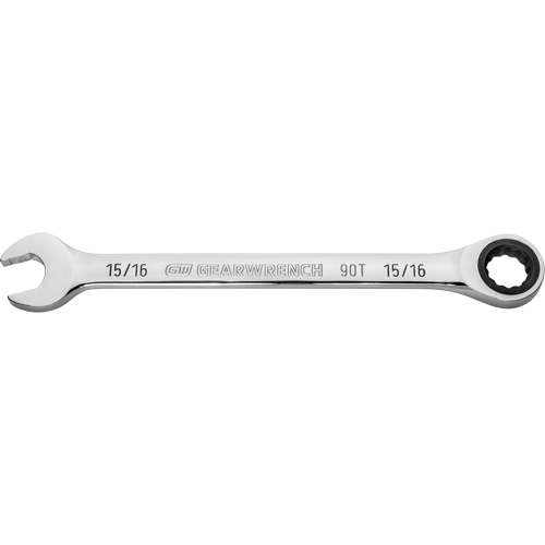 90-Tooth Ratcheting Combination Wrench, 12 Point, 15/16", Chrome Finish Duraquip Inc