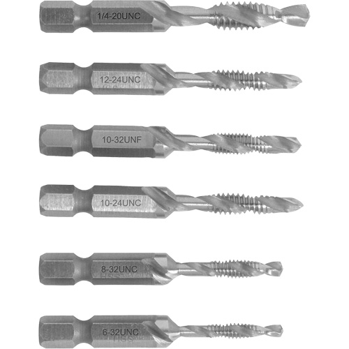 6-32 to 1/4-20 Drill Tap Set, 6 Pieces Duraquip Inc