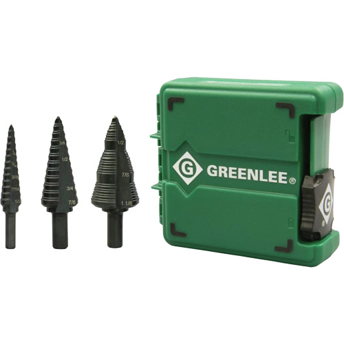 Step Bit Set, 1/8"/3/16" - 1/2"/7/8"/1-1/8"  Duraquip Inc