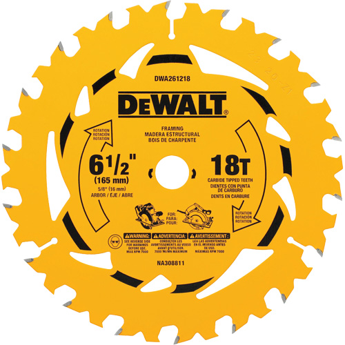 Framing Circular Saw Blade, 6-1/2", 18 Teeth, Wood Use Duraquip Inc