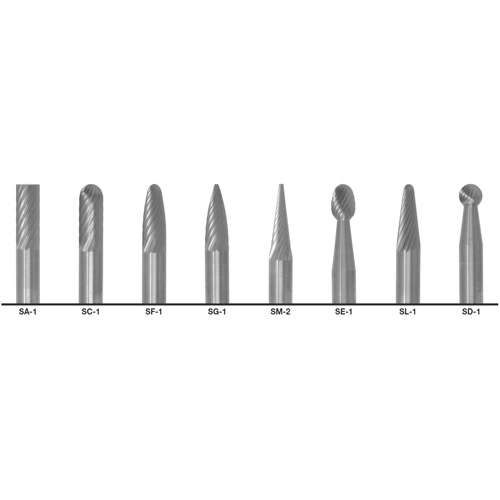 1855 Double Cut Carbide Burr Set, 8 Pieces Duraquip Inc