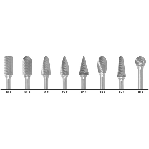 1855 Double Cut Carbide Burr Set, 8 Pieces Duraquip Inc