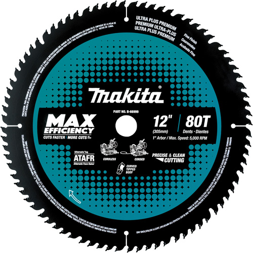 Lame de scie &agrave; onglets 12" Max Efficiency avec embout au carbure 100T, 12", 100 dents, Pour Bois Duraquip Inc
