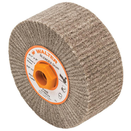 Tambour de conditionnement de surface Blendex, 4-1/2" dia. x 2" la, 5/8"-11 Arbre, Grain Fin Duraquip Inc