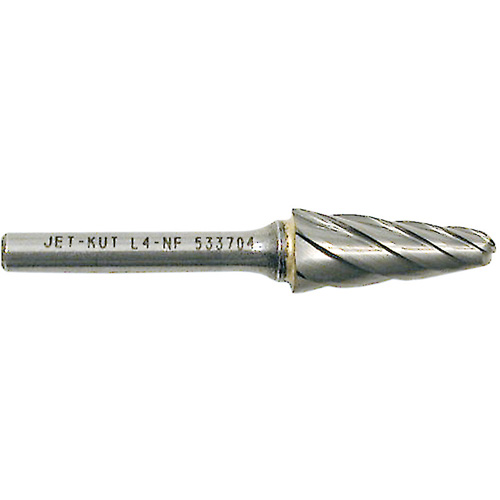 L4-NF 1/4" Taper Shape Bur for Aluminum/Non-ferrous Materials, 1/2" Dia. Duraquip Inc