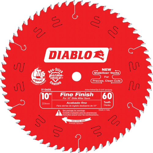 Contractor Saw Blades - Fine Finishing Saw Blades, 10", 60 Teeth, Wood Use Duraquip Inc