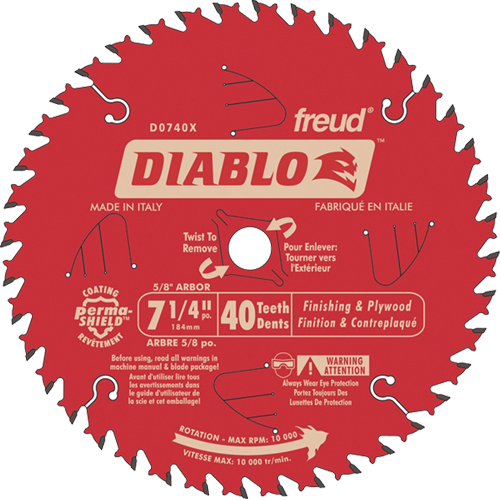 Contractor Saw Blade - Finishing Saw Blades, 7-1/4", 40 Teeth, Wood Use Duraquip Inc