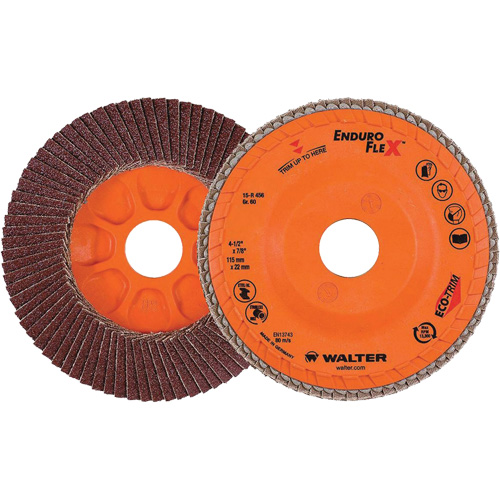Disque &agrave; lamelles Enduro-Flex, 4-1/2" x 7/8", Type 27, Grain 60, Alumine de zirconium Duraquip Inc