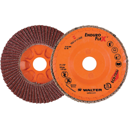 Disque &agrave; lamelles Enduro-Flex, 5" x 7/8", Type 27, Grain 40, Alumine de zirconium Duraquip Inc