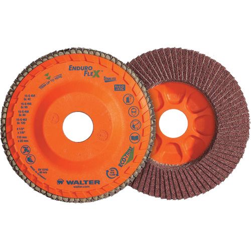 Disque &agrave; lamelles Stainless Enduro-Flex, 5" x 5", Type 27, Grain 60, Alumine de zirconium Duraquip Inc
