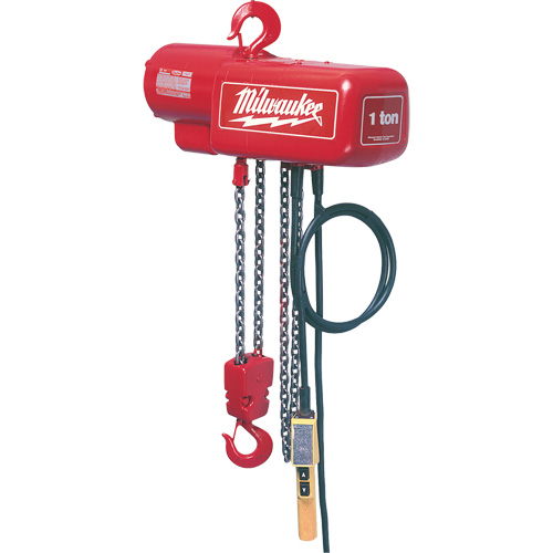 Electric Chain Hoist, 10' Lift, 2000 lbs. (1 tons) Capacity, 16 FPM Duraquip Inc