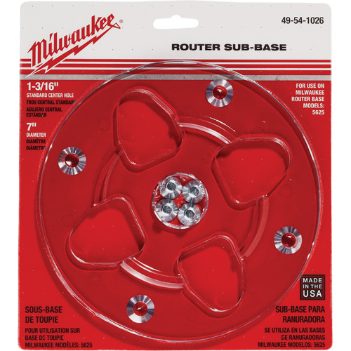 Embase transparente avec un diam&egrave;tre de 7" et un orifice central de 1-3/16" Duraquip Inc