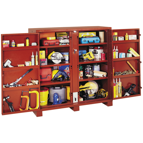 Jobsite Shelf Cabinet, Steel, 58.7 Cubic Feet, Red Duraquip Inc