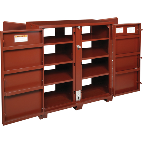 Jobsite Shelf Cabinet, Steel, 63.7 Cubic Feet, Red Duraquip Inc