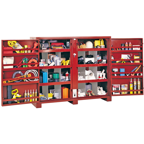 Jobsite Shelf Cabinet, Steel, 49 Cubic Feet, Red Duraquip Inc