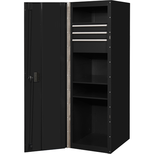 RX Series Side Cabinet, 3 Drawers, 19" W x 25" D x 61" H, Black Duraquip Inc