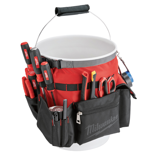 Bucket Organizer Bag, 10" L x 10" W x 13-1/2" H, Nylon, Red Duraquip Inc