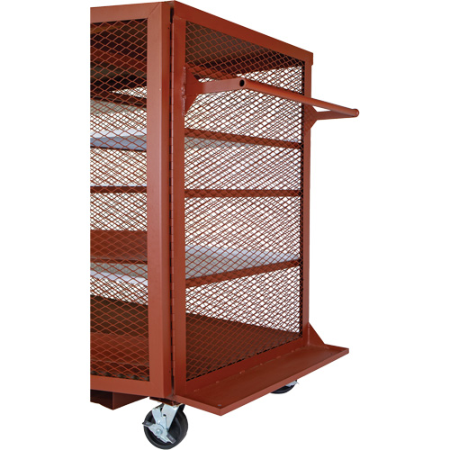 Mobile Mesh Cabinet, Steel, 37 Cubic Feet, Red Duraquip Inc