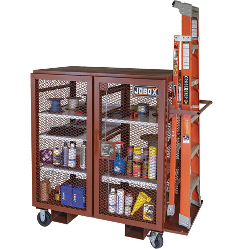 Mobile Mesh Cabinet, Steel, 37 Cubic Feet, Red Duraquip Inc
