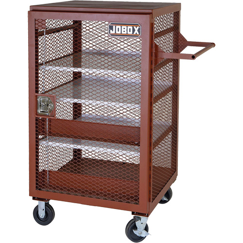 Mobile Mesh Cabinet, Steel, 22 Cubic Feet, Red Duraquip Inc
